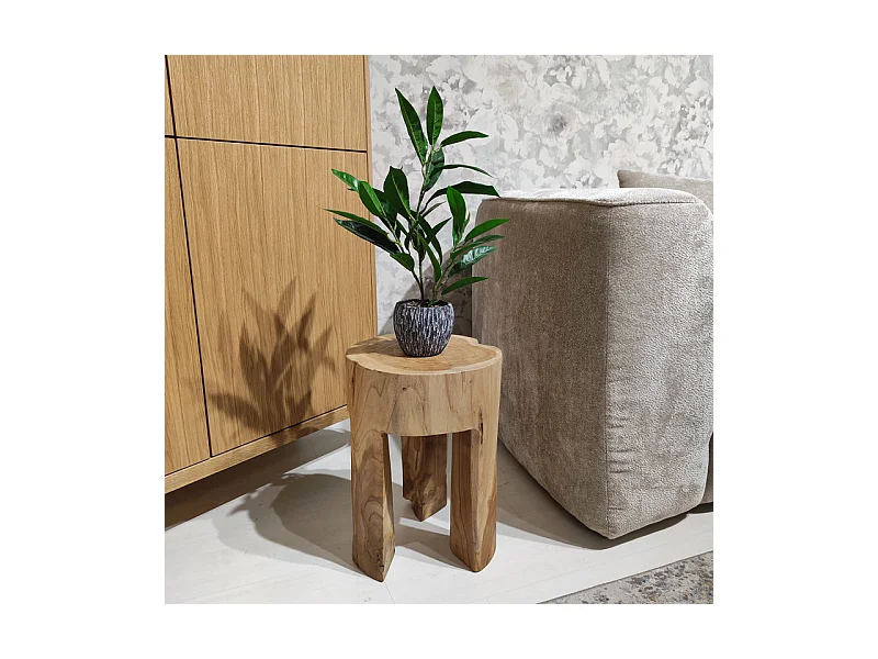 Table d'appoint 3 pieds en racine de bois de teck massif - EMORI