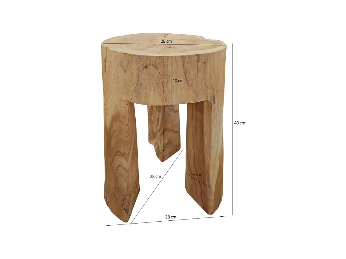 Table d'appoint 3 pieds en racine de bois de teck massif - EMORI
