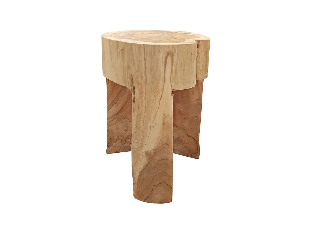 Table d'appoint 3 pieds en racine de bois de teck massif - EMORI