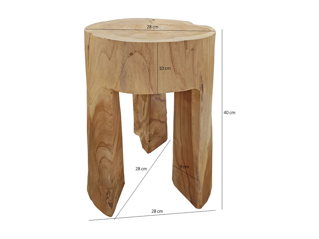 Table d'appoint 3 pieds en racine de bois de teck massif - EMORI