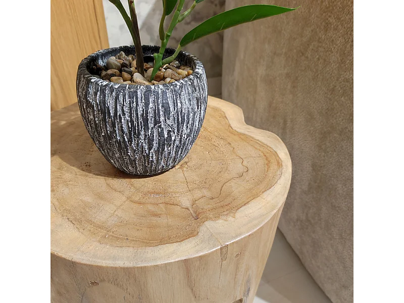 Table d'appoint 3 pieds en racine de bois de teck massif - EMORI