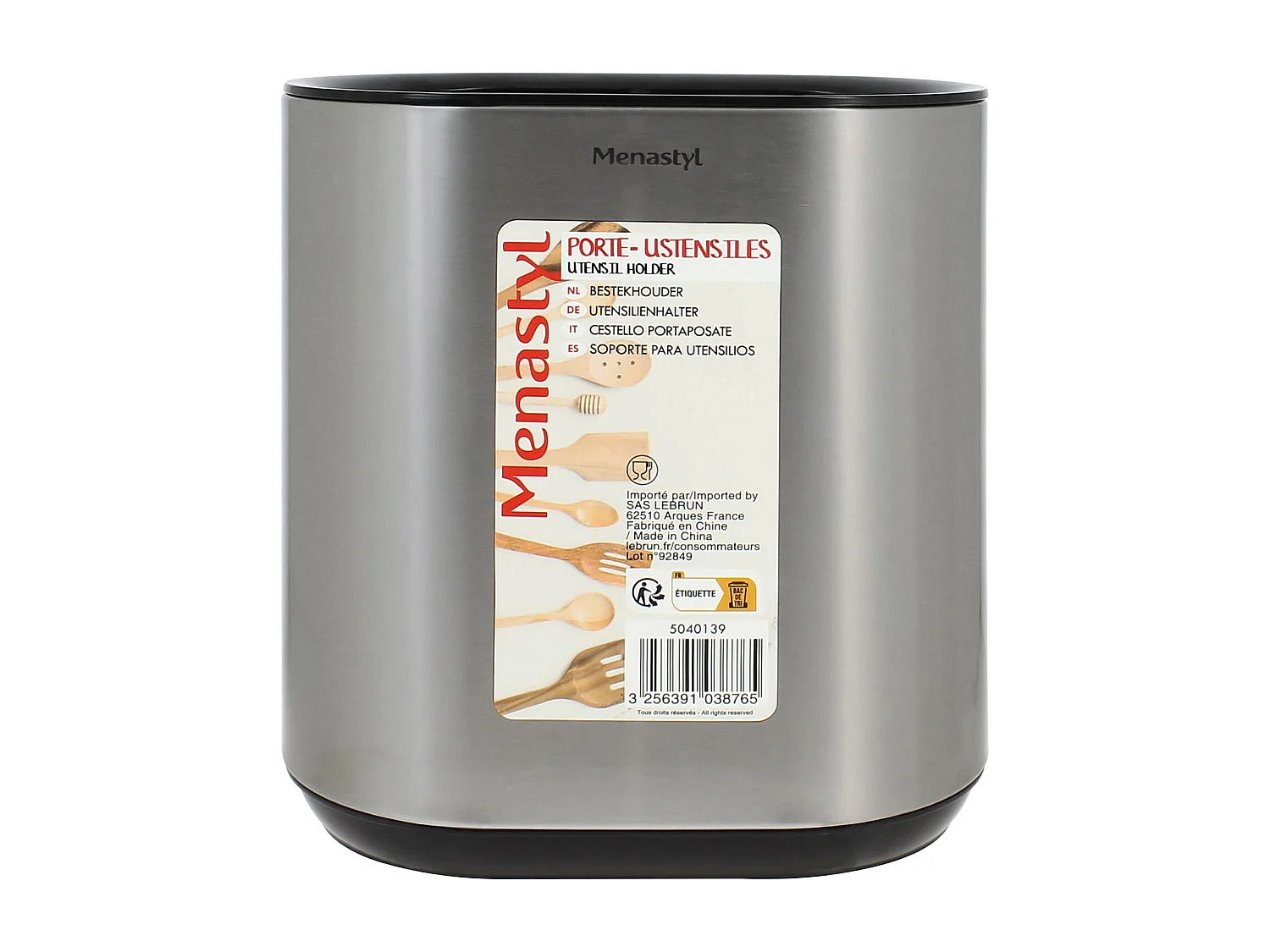 Menastyl - Porte Ustensile 18x11.5x19.5cm En Acier Inoxydable Et Plastique