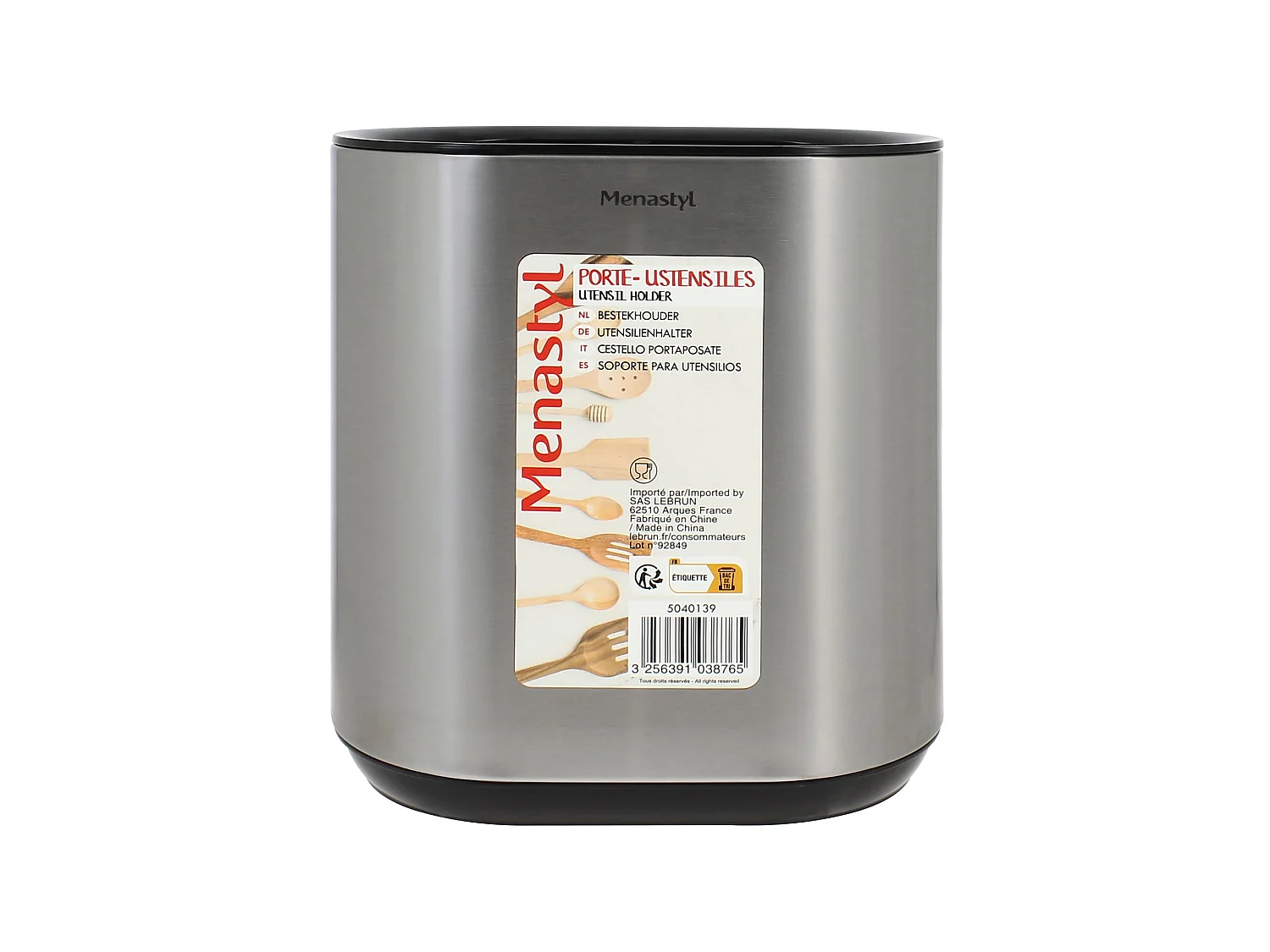 Menastyl - Porte Ustensile 18x11.5x19.5cm En Acier Inoxydable Et Plastique