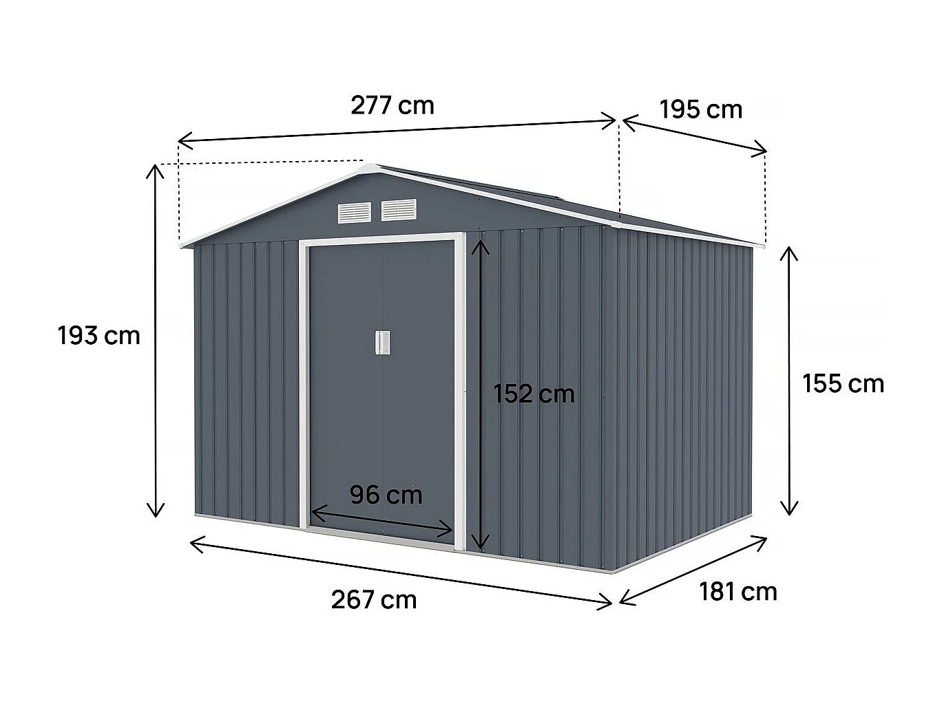 Abri de jardin métal "Vegas II" - 5,29 m2 - Gris