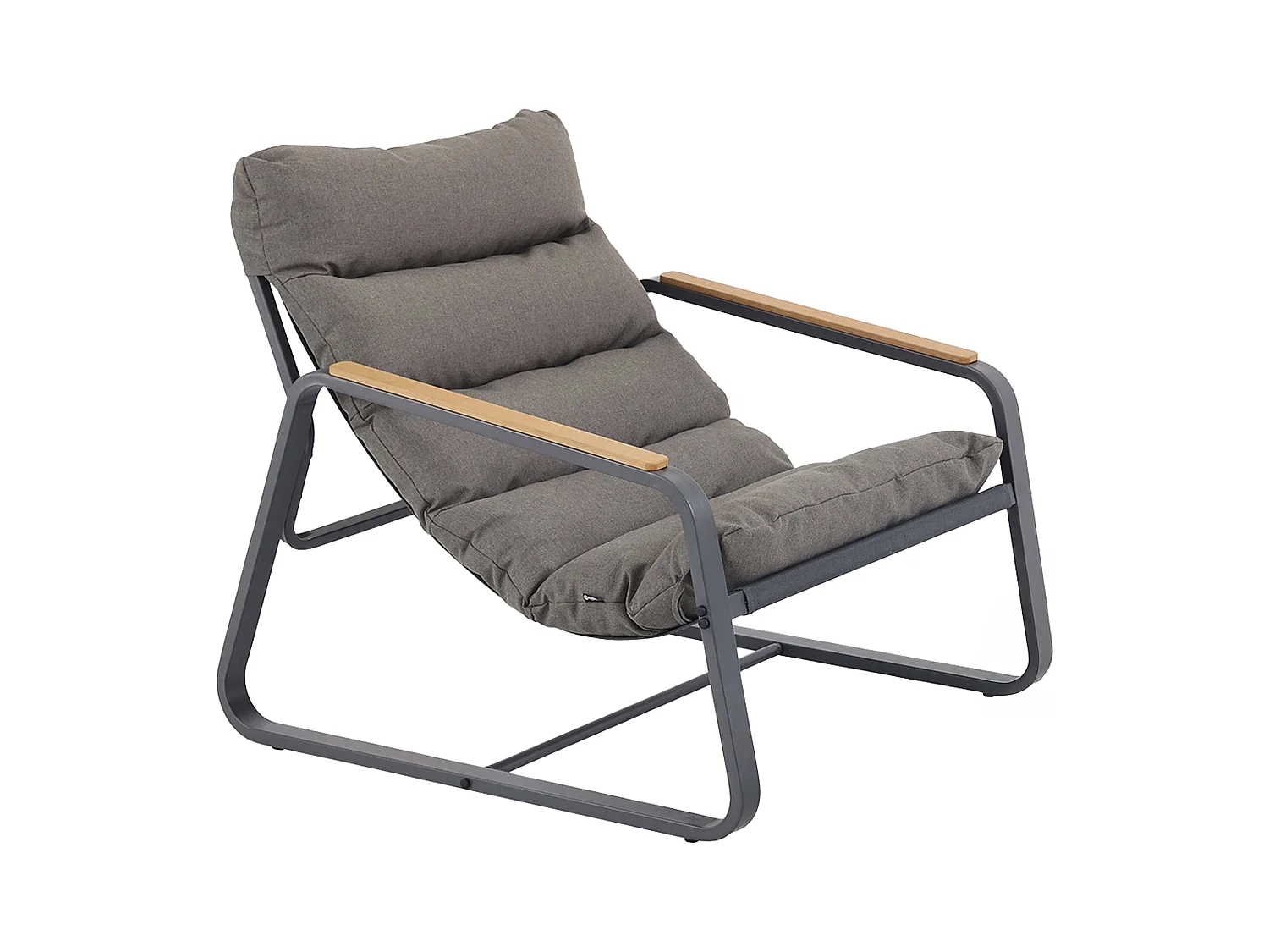 Fauteuil relax en acier et textilène avec repose-pieds gris