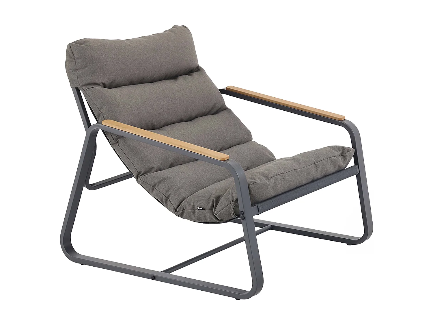 Fauteuil relax en acier et textilène avec repose-pieds gris