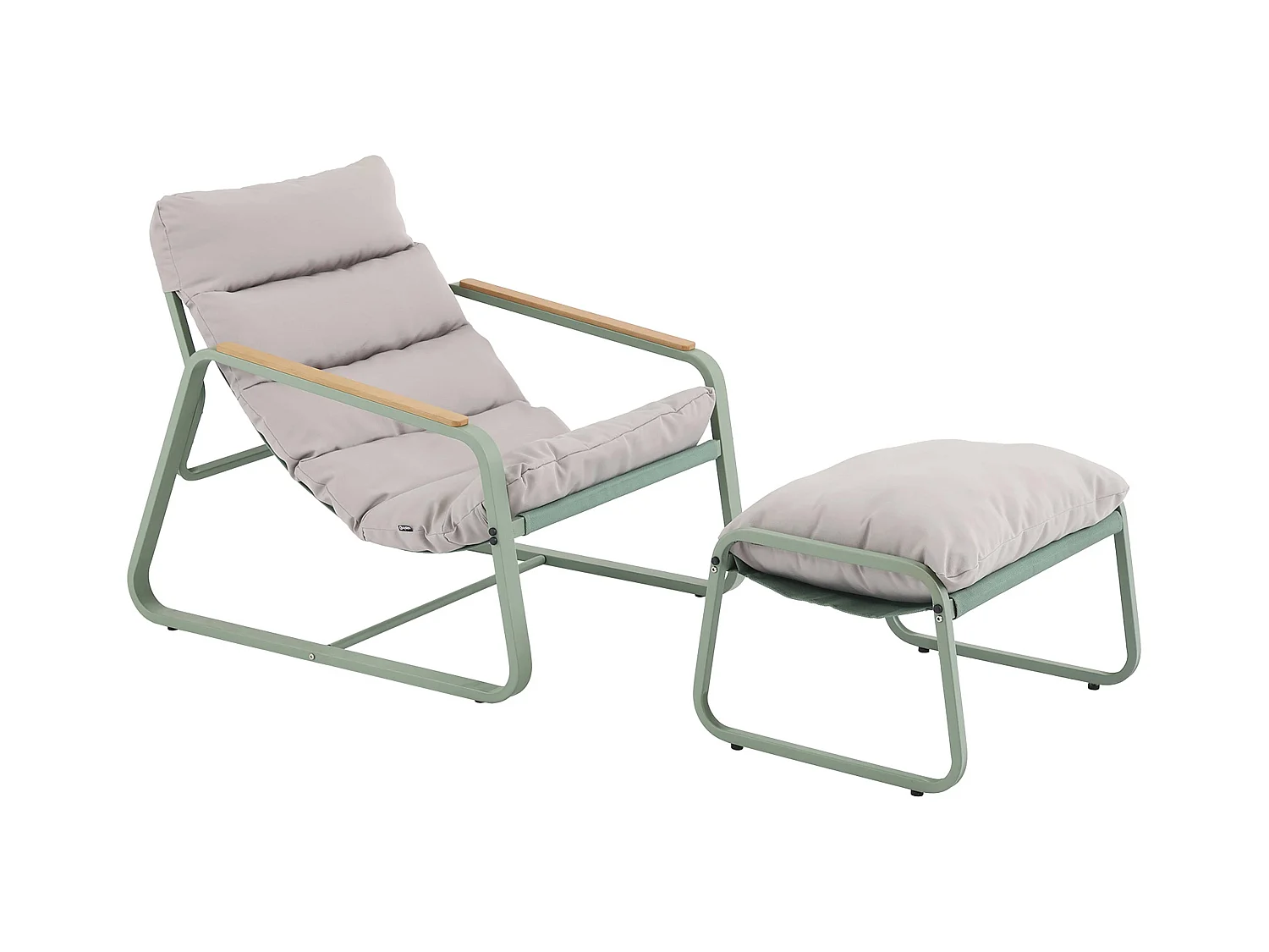 Fauteuil relax en acier et textilène avec repose-pieds vert cactus