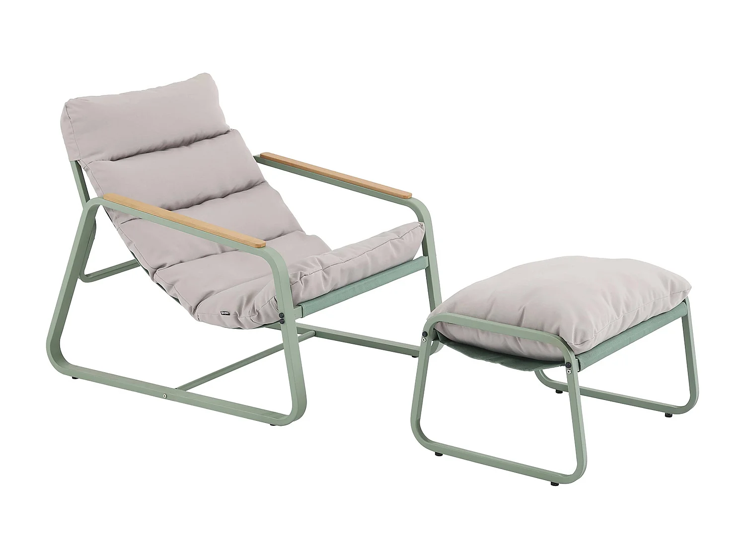 Fauteuil relax en acier et textilène avec repose-pieds vert cactus