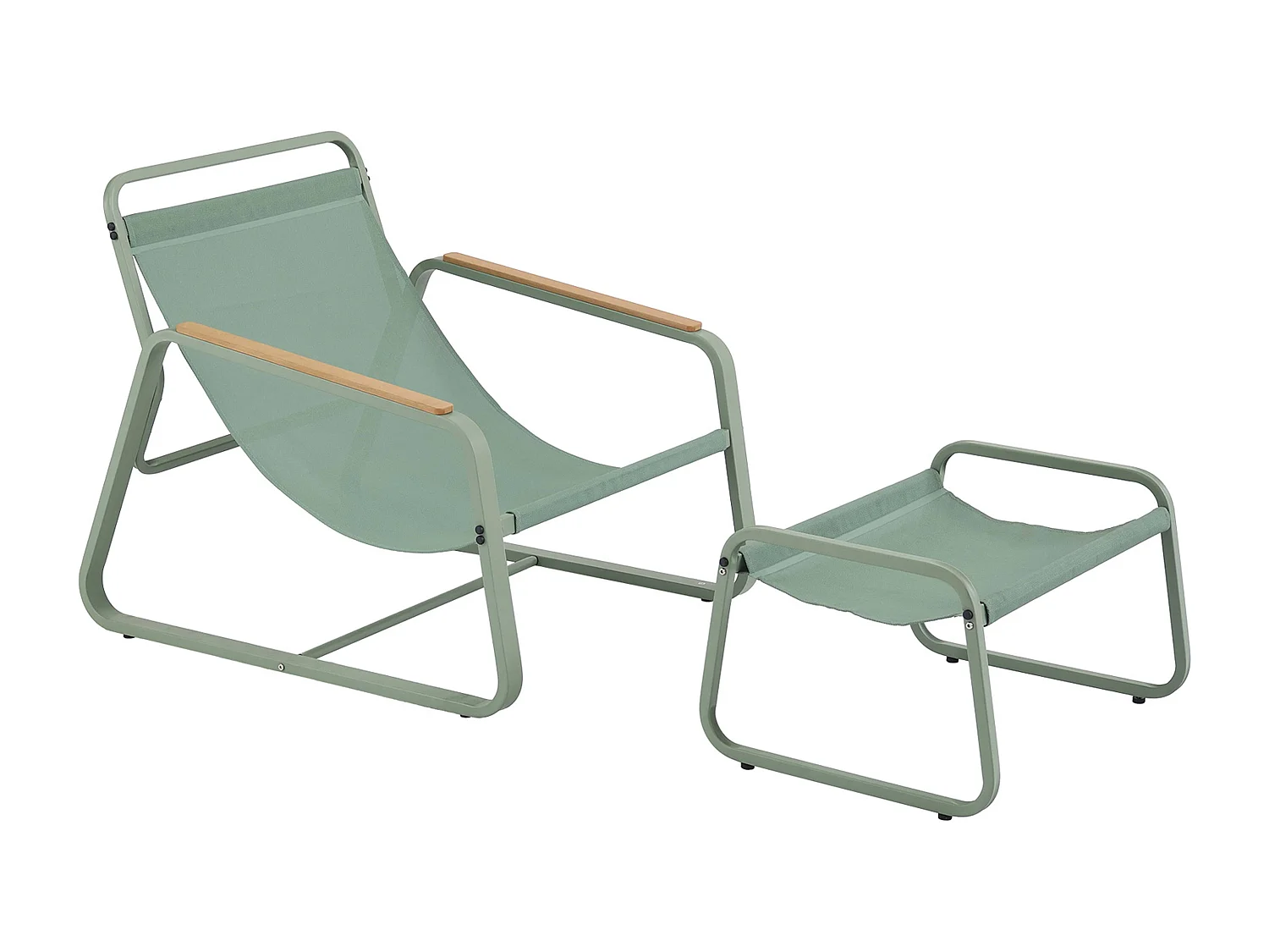 Fauteuil relax en acier et textilène avec repose-pieds vert cactus