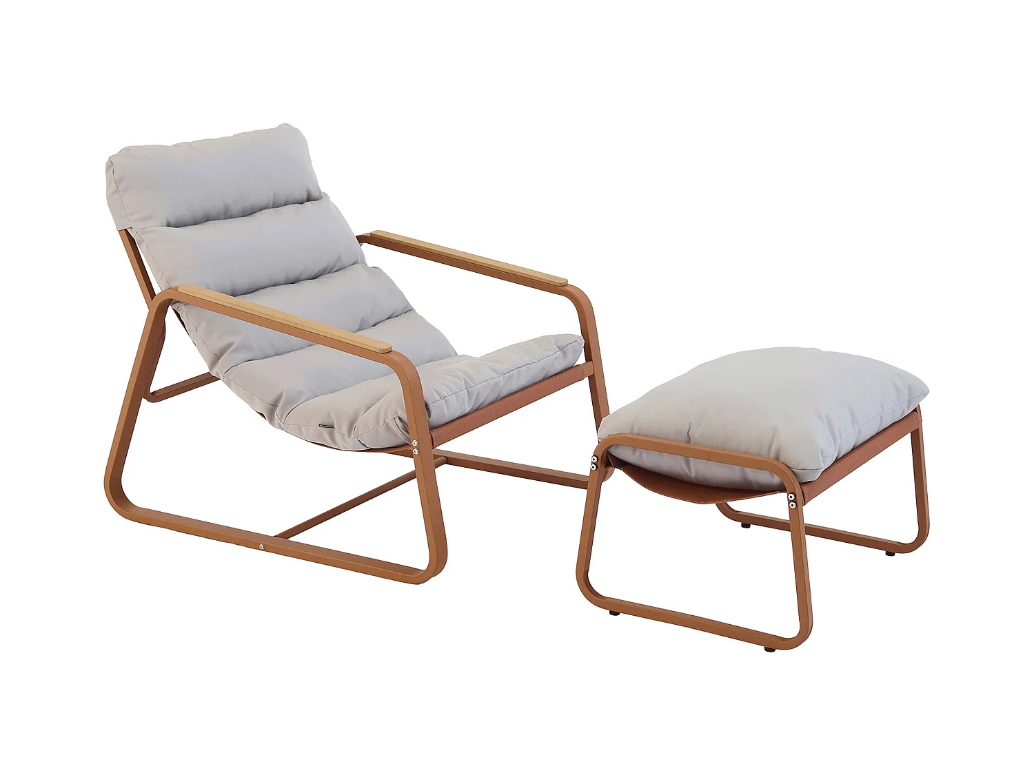 Fauteuil relax en acier et textilène avec repose-pieds terracotta