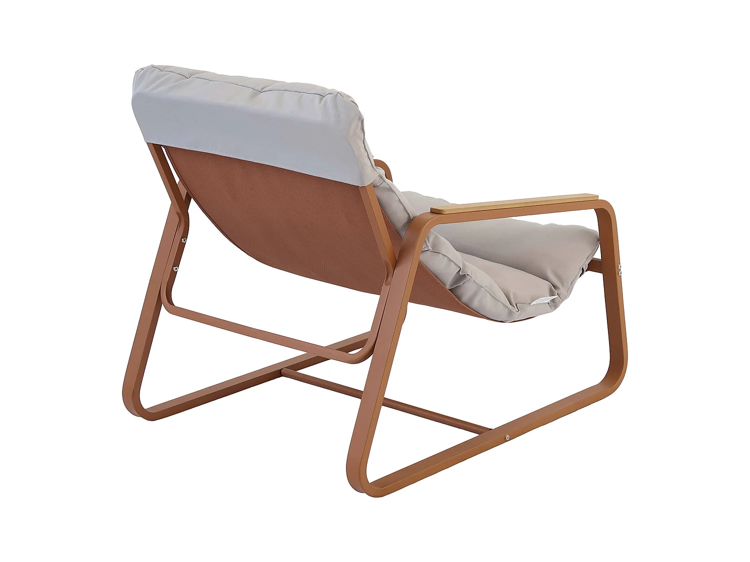 Fauteuil relax en acier et textilène avec repose-pieds terracotta