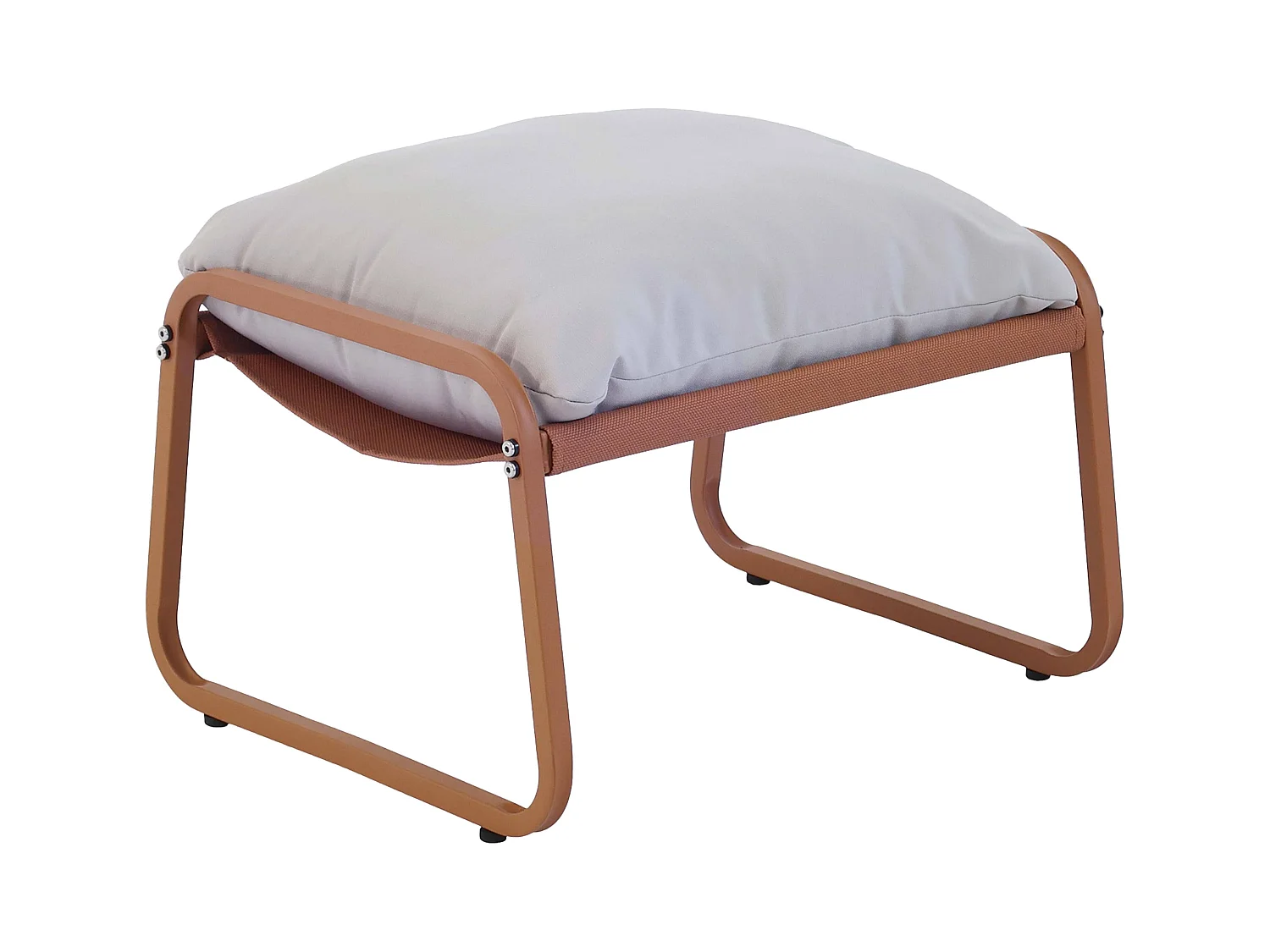 Fauteuil relax en acier et textilène avec repose-pieds terracotta