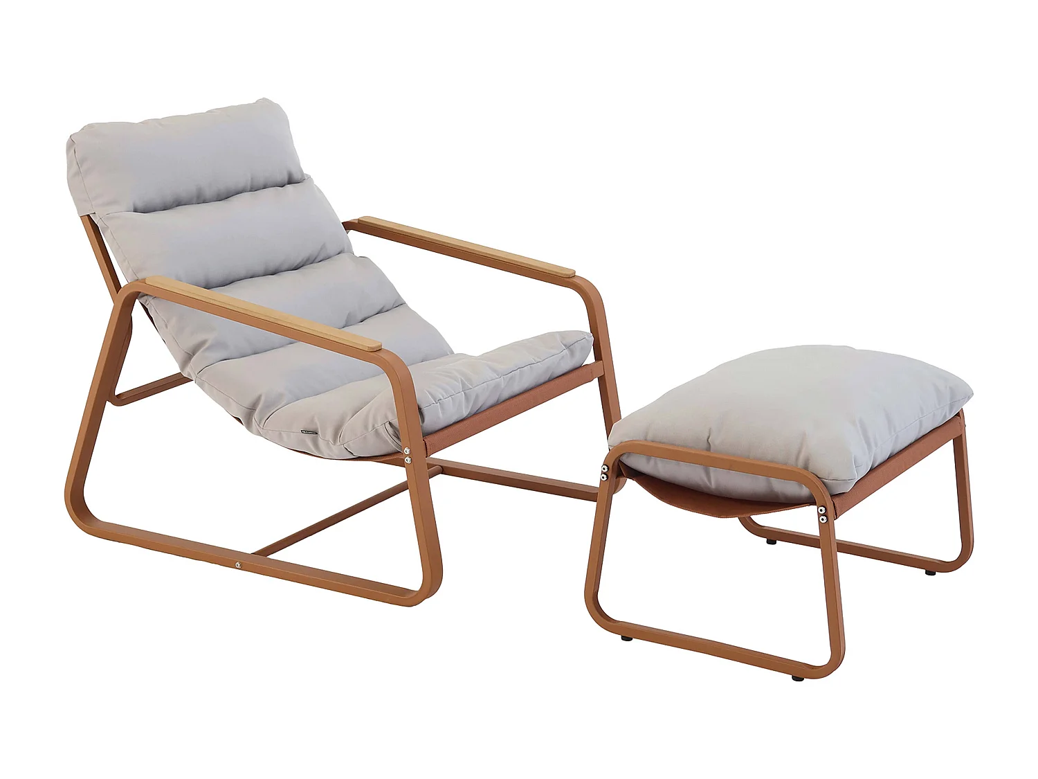 Fauteuil relax en acier et textilène avec repose-pieds terracotta