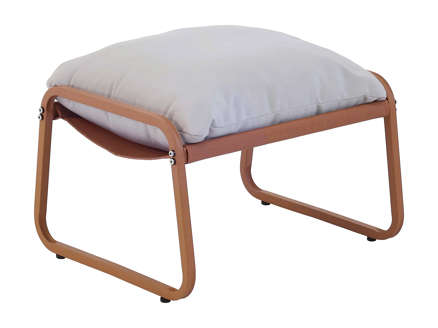 Fauteuil relax en acier et textilène avec repose-pieds terracotta