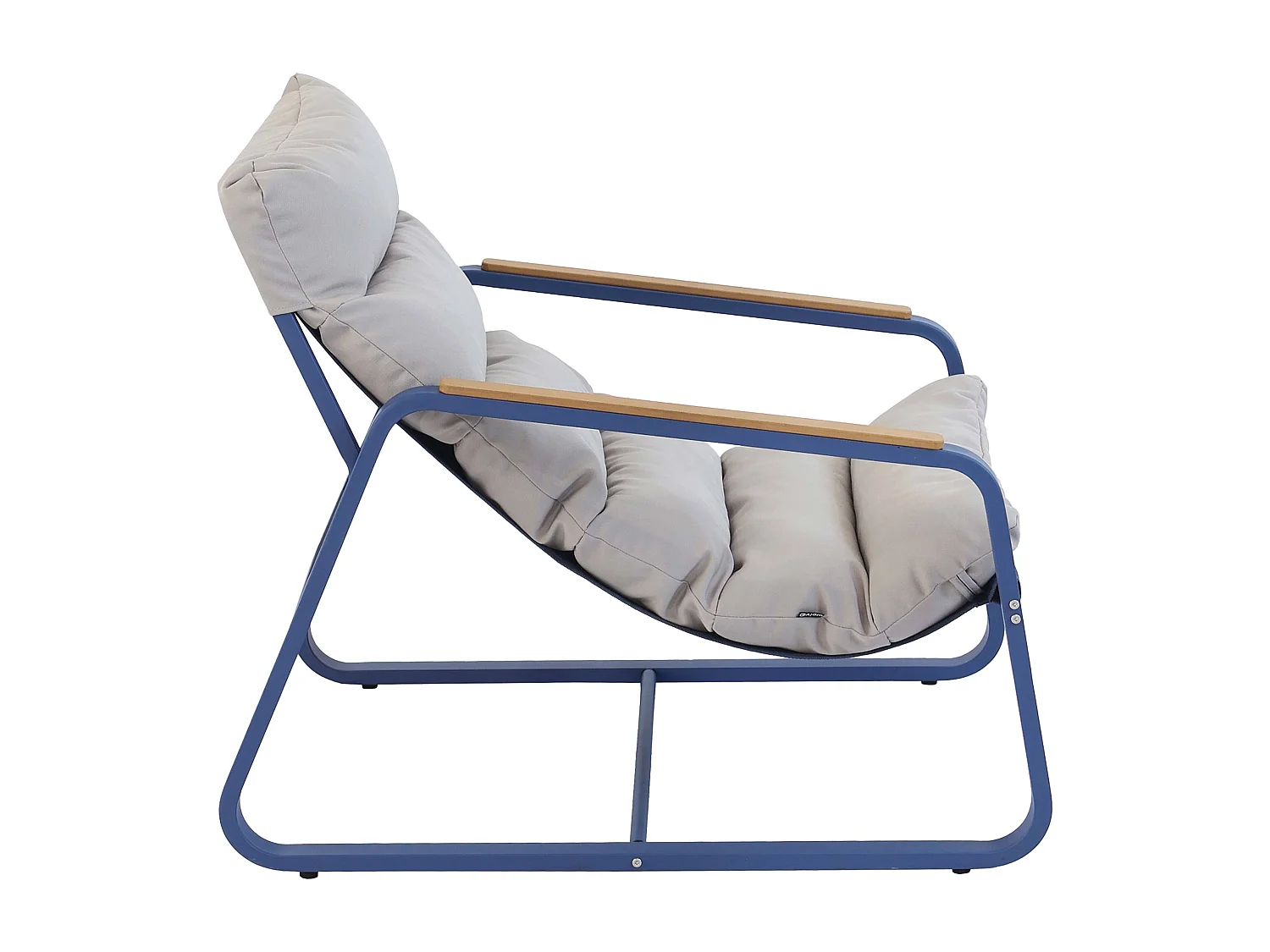 Fauteuil relax en acier et textilène avec repose-pieds bleu pacific