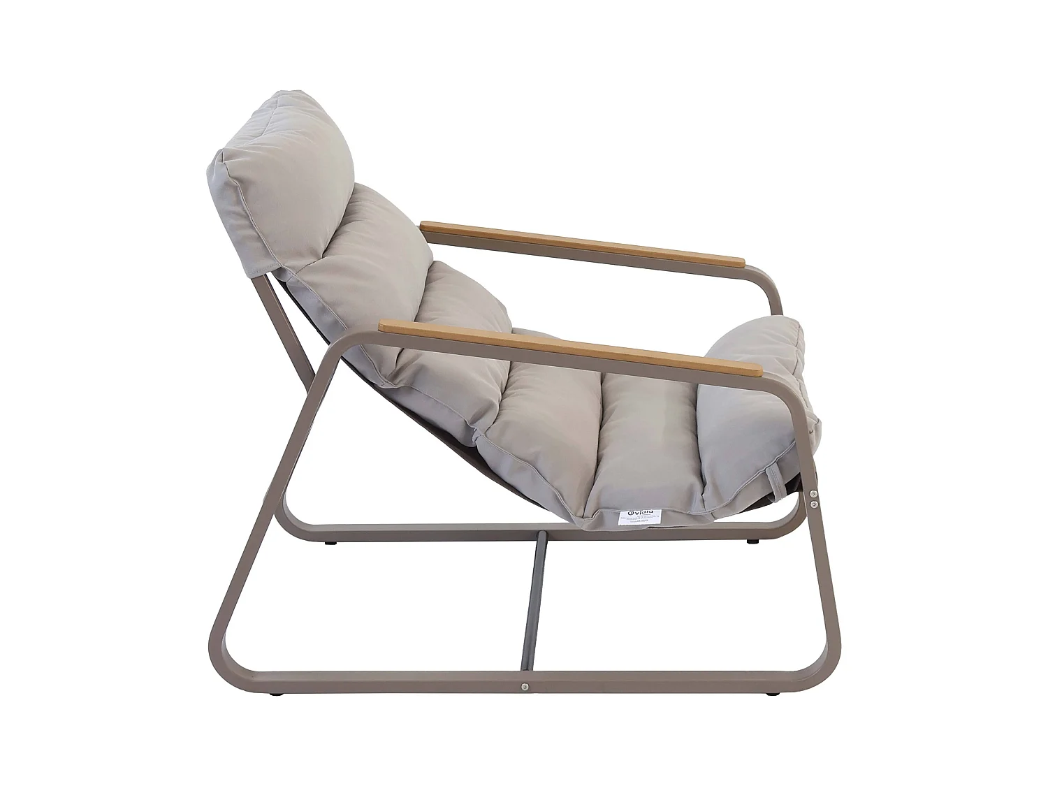 Fauteuil relax en acier et textilène avec repose-pieds taupe