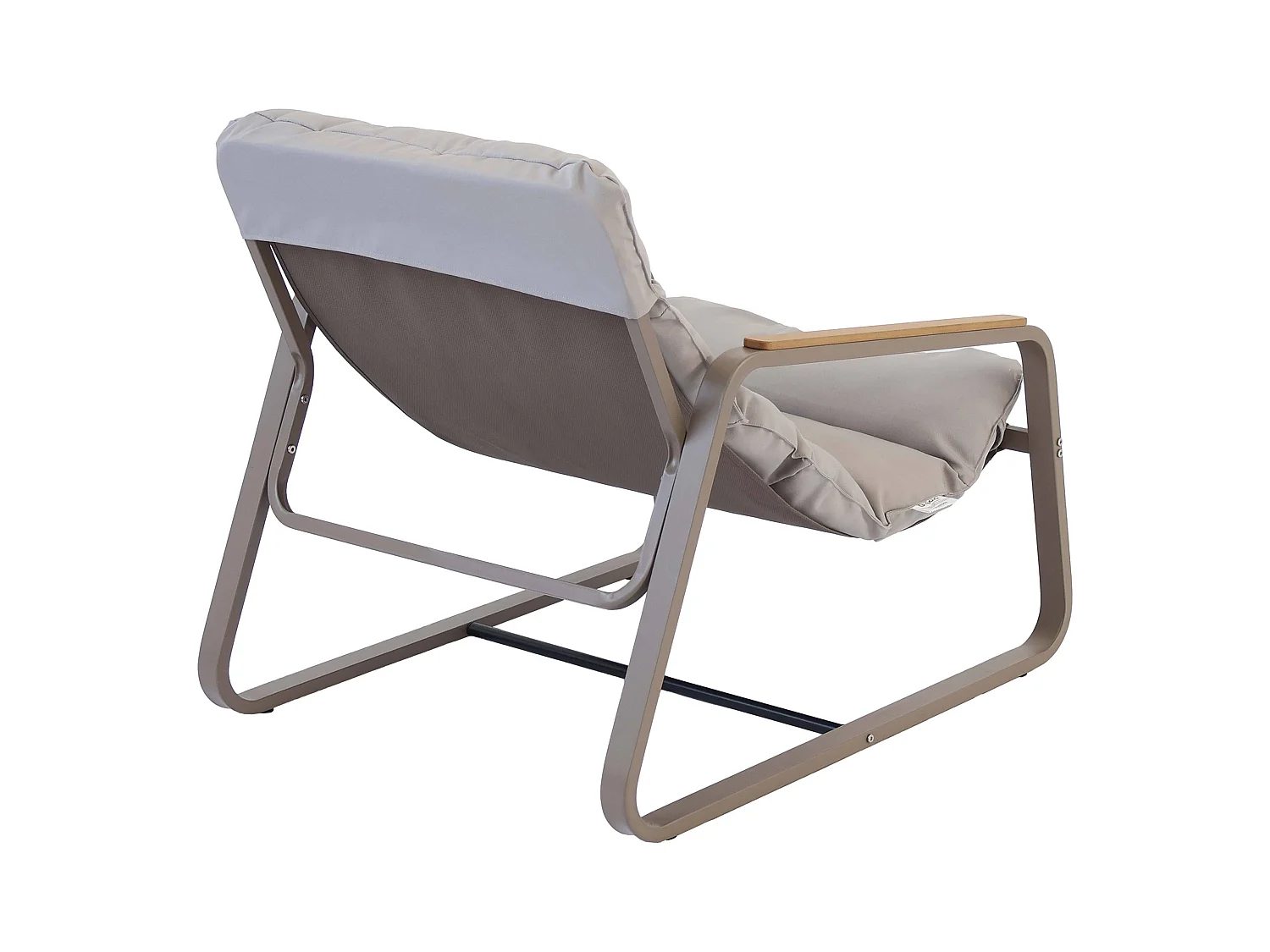 Fauteuil relax en acier et textilène avec repose-pieds taupe