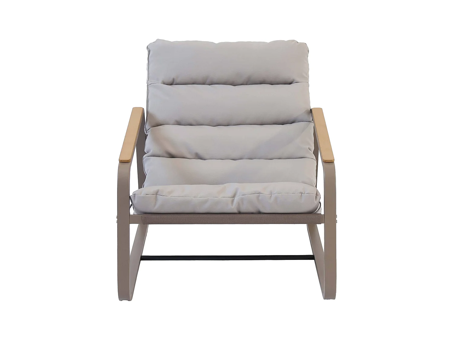 Fauteuil relax en acier et textilène avec repose-pieds taupe