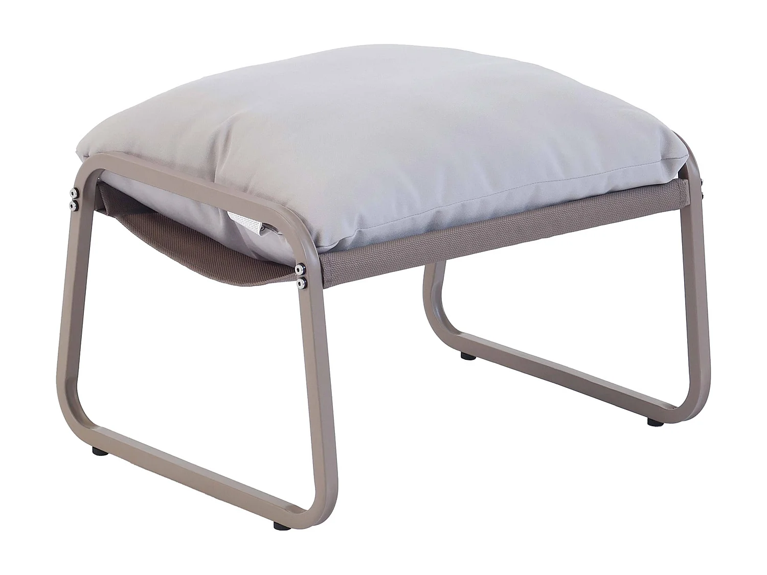 Fauteuil relax en acier et textilène avec repose-pieds taupe