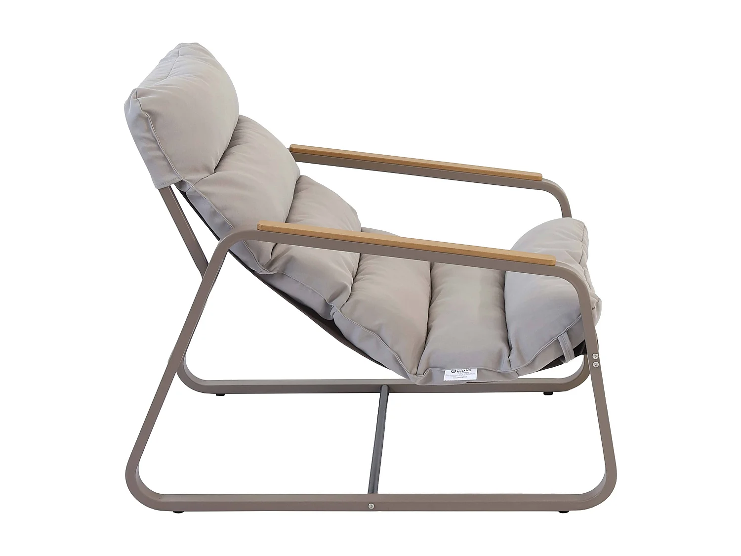 Fauteuil relax en acier et textilène avec repose-pieds taupe