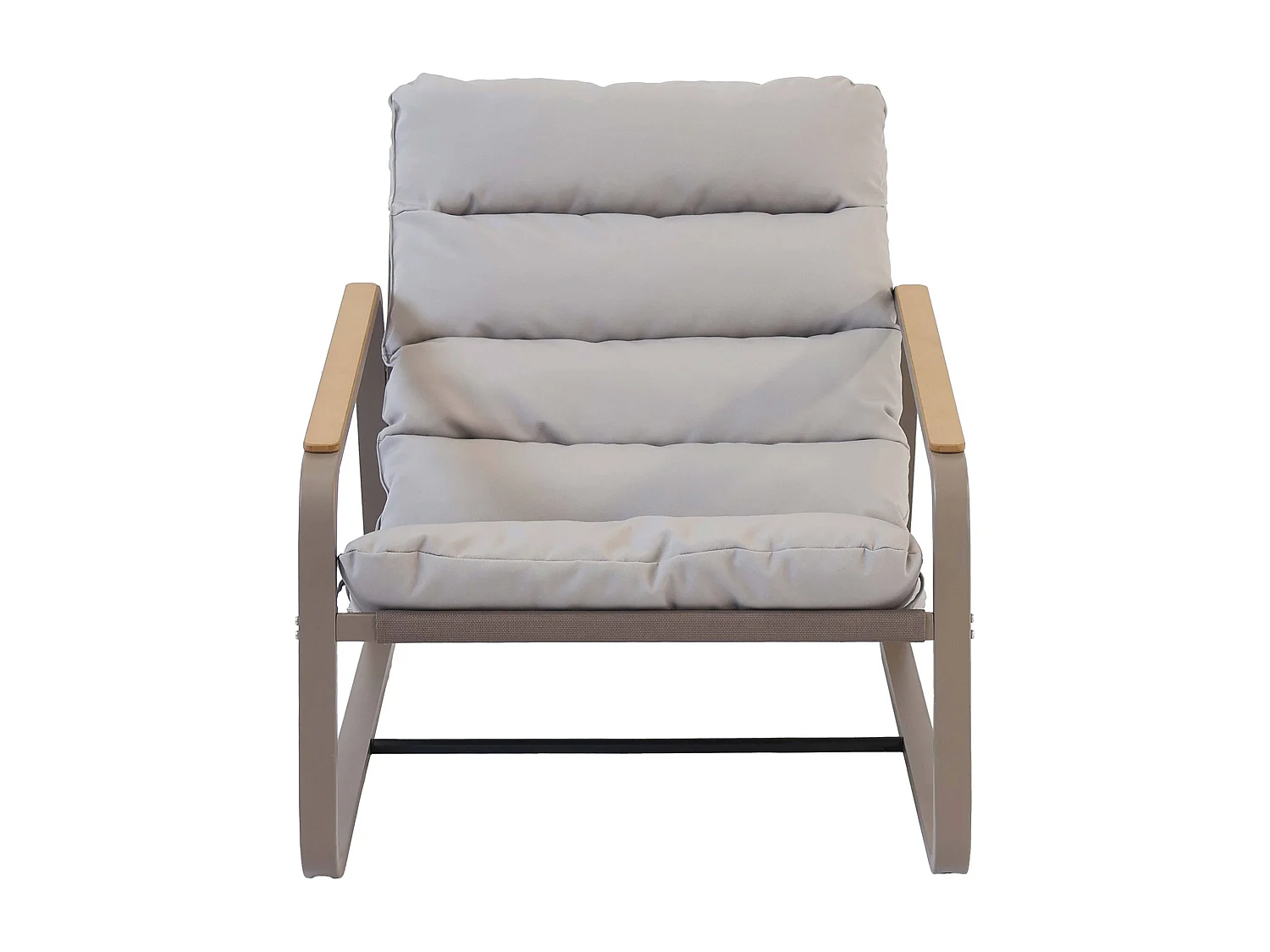 Fauteuil relax en acier et textilène avec repose-pieds taupe