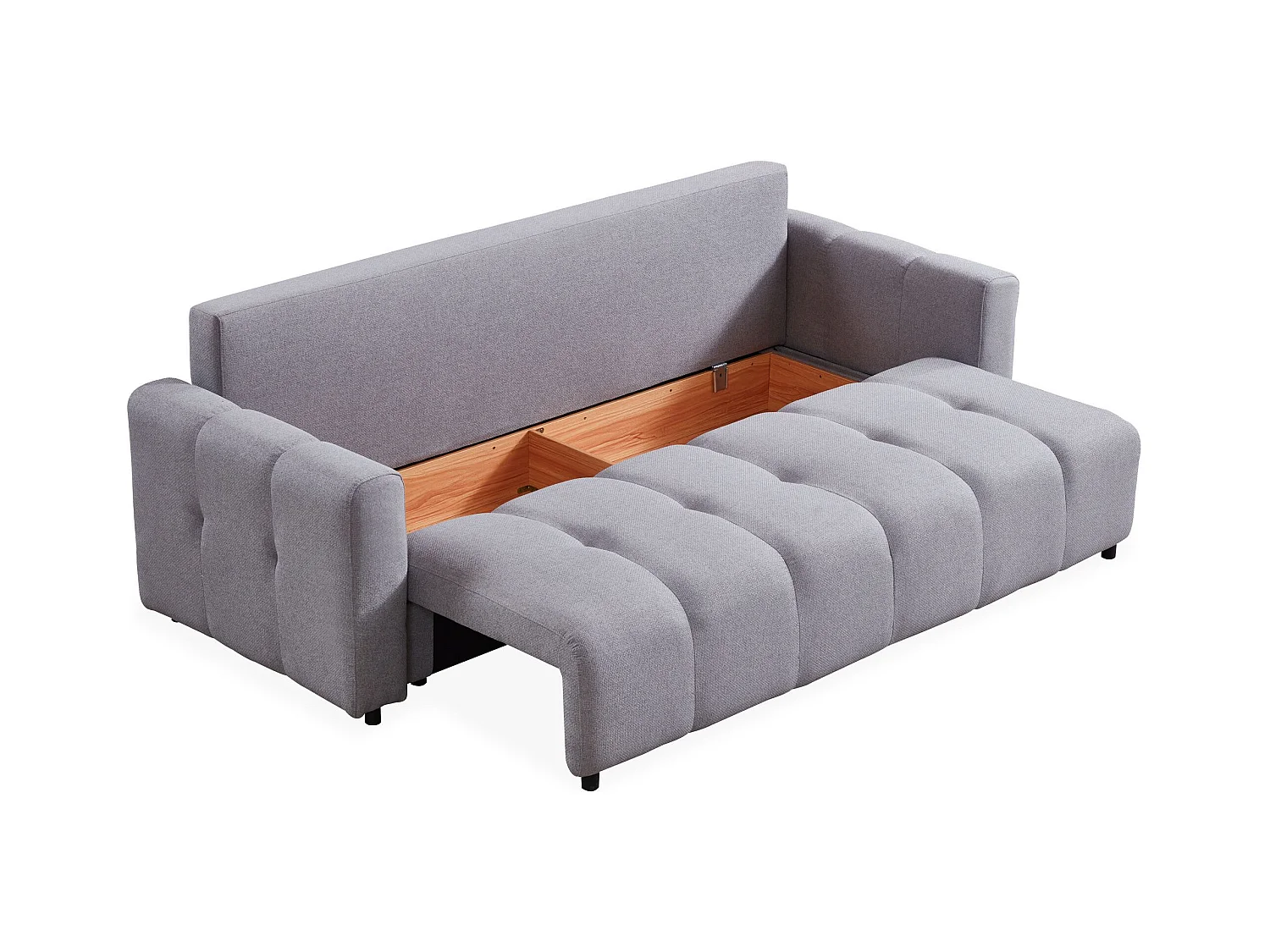 Divano letto 3 posti Stylian Tessuto Grigio chiaro