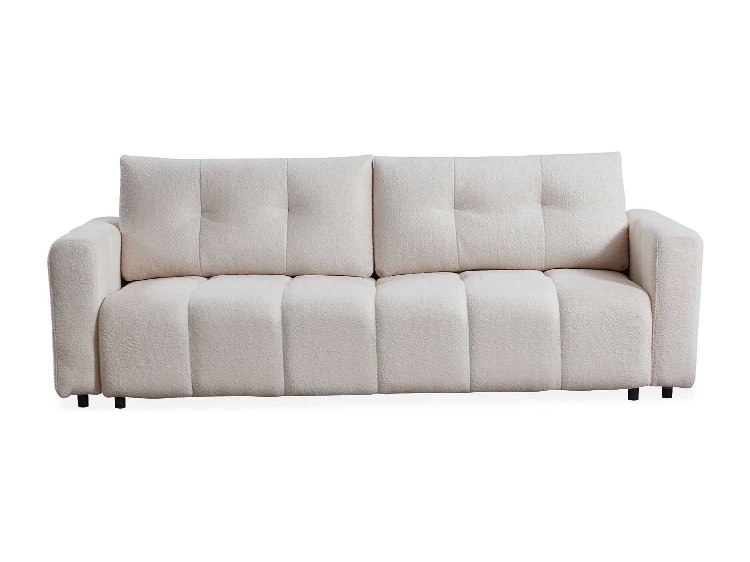 Canapé 3 places convertible Stylian Tissu bouclette Crème