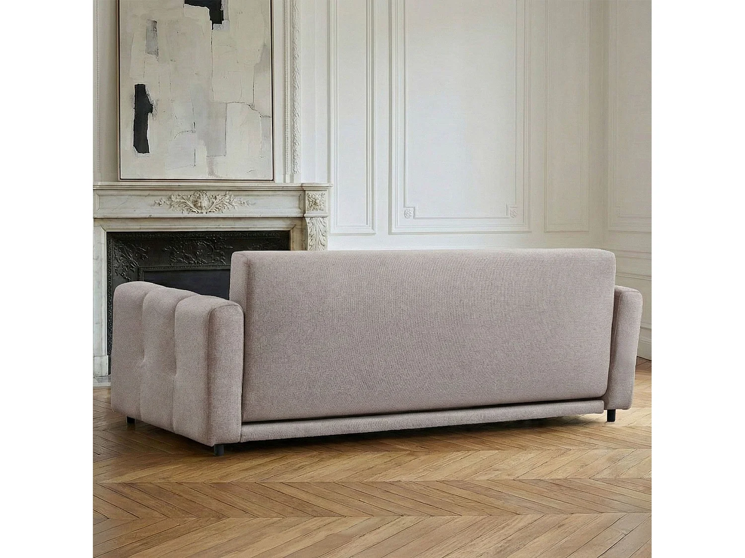 Canapé 3 places convertible Stylian Tissu Taupe