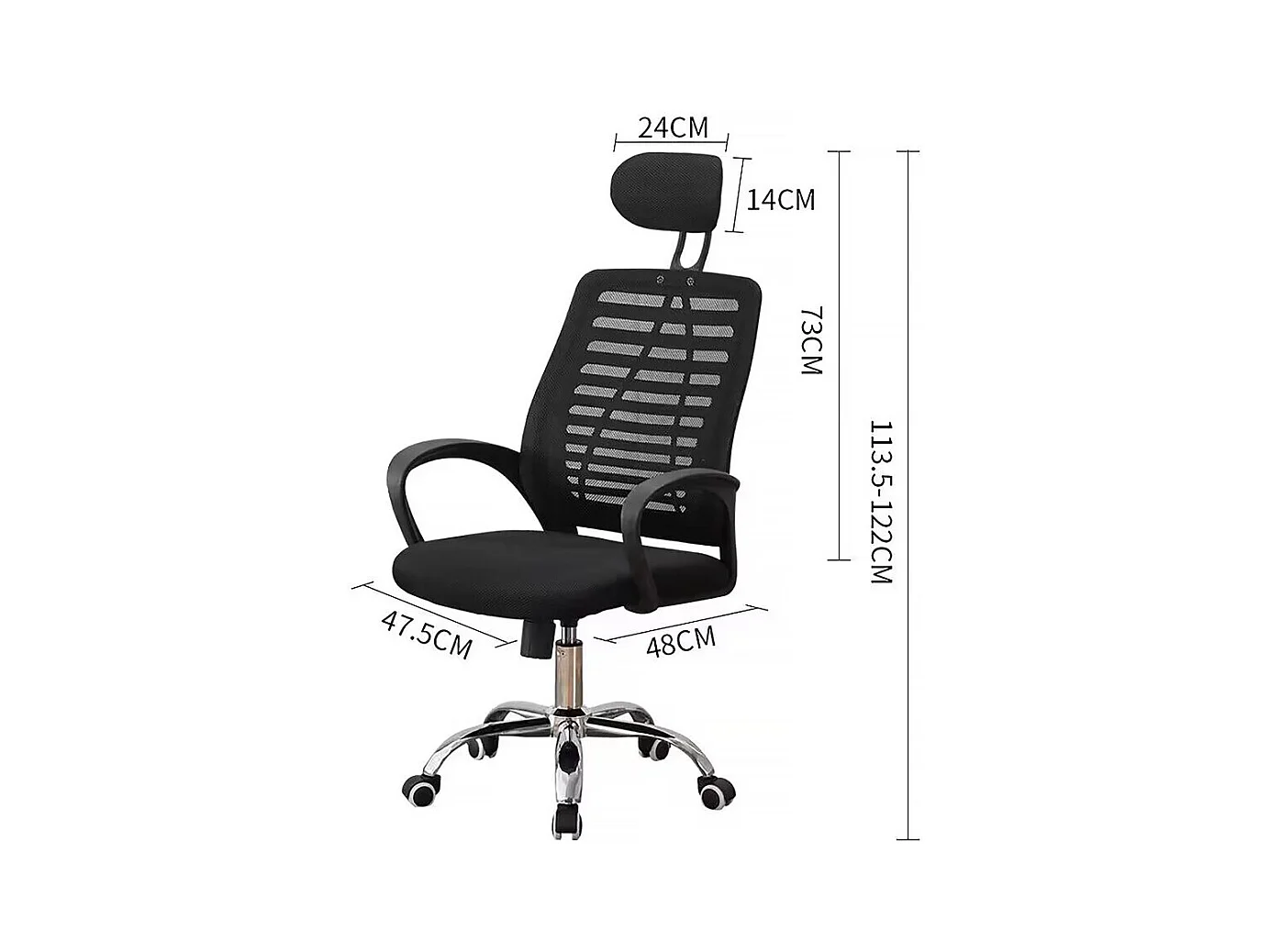 Chaise de bureau ergonomique réglable en hauteur avec appuie tête "Sébastien" - Noir