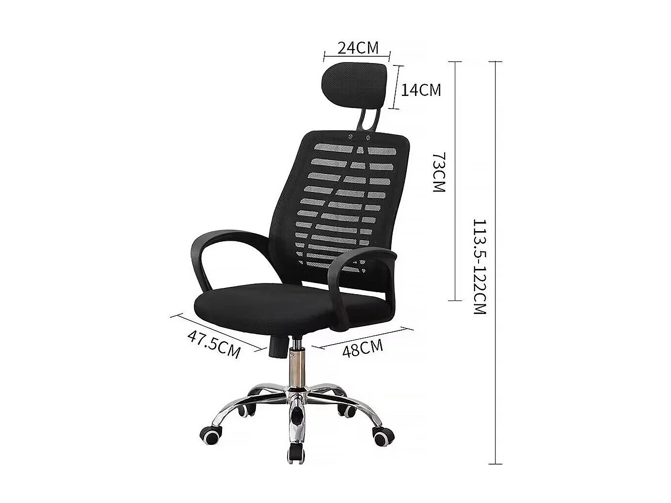 Chaise de bureau ergonomique réglable en hauteur avec appuie tête "Sébastien" - Noir