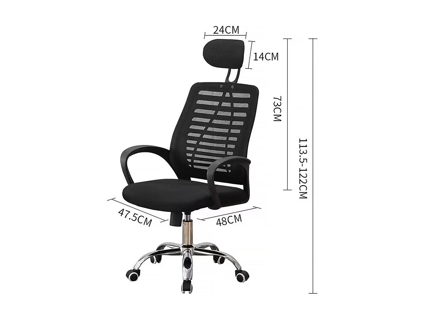 Sedia da ufficio ergonomica regolabile in altezza "Sébastien" con poggiatesta - Nero
