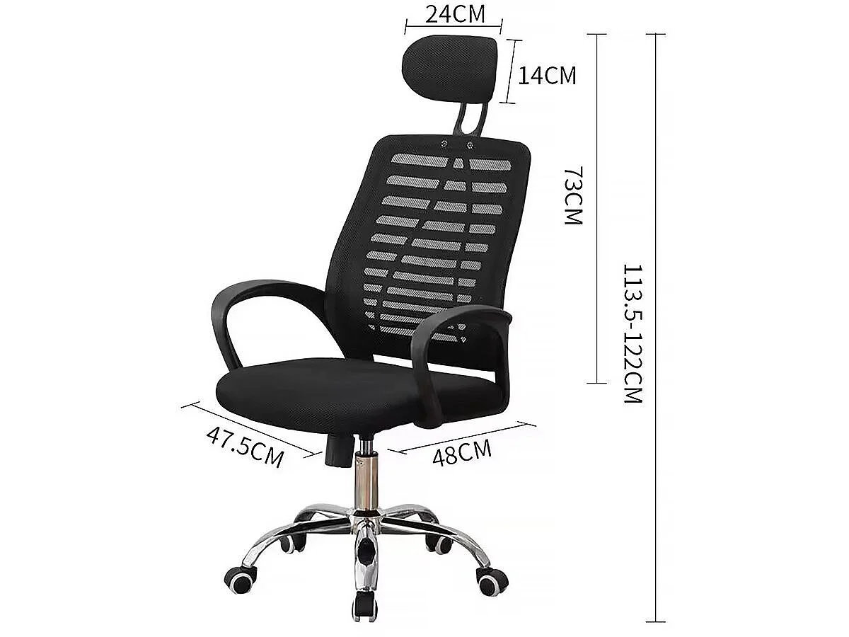 Chaise de bureau ergonomique réglable en hauteur avec appuie tête "Sébastien" - Noir