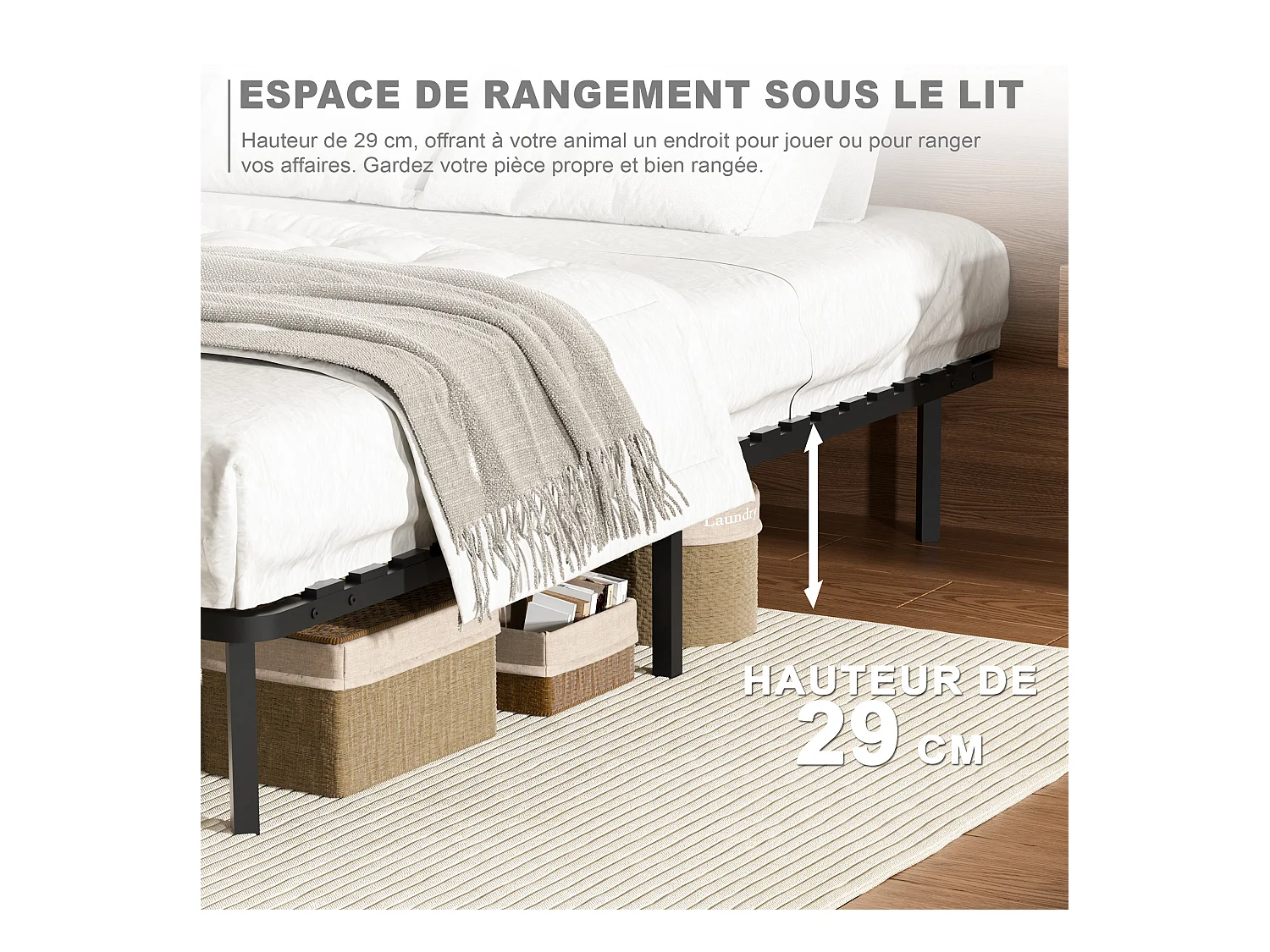 Sommier à lattes 140x190 cm, 2x16 rangs,  incl. 9 repose-pieds