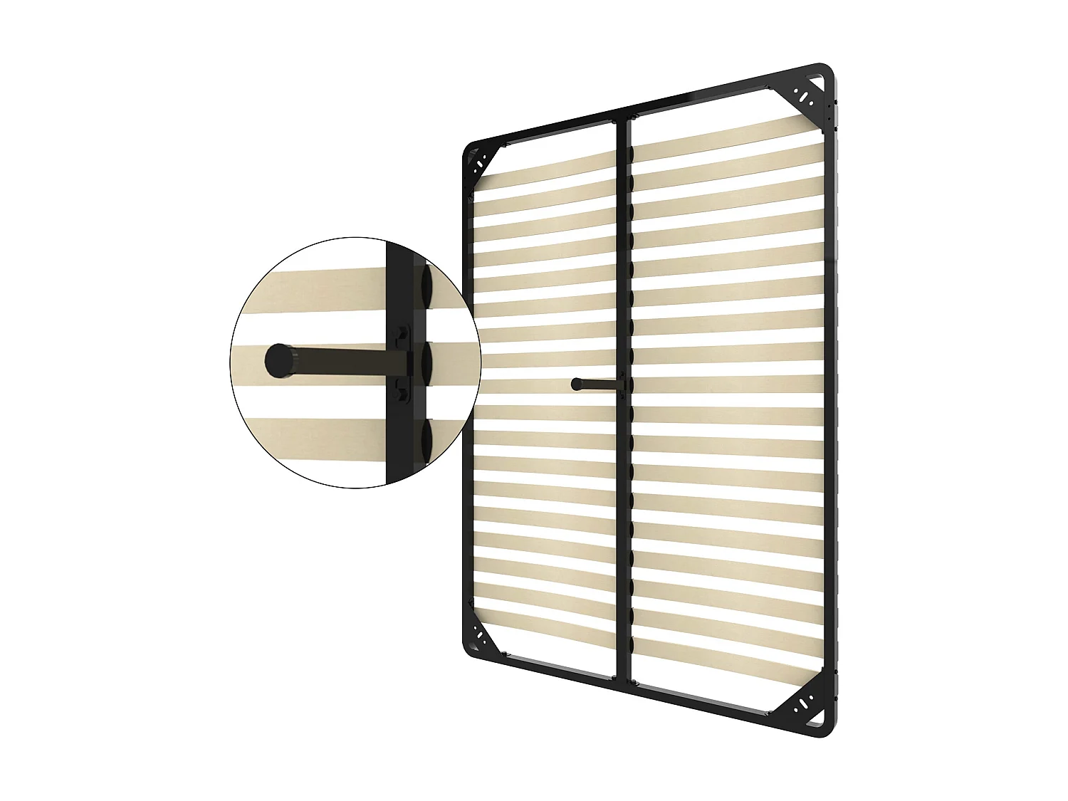 Sommier 140x190 cm, 2x18 lattes, lit avec sommier à lattes, sans pieds