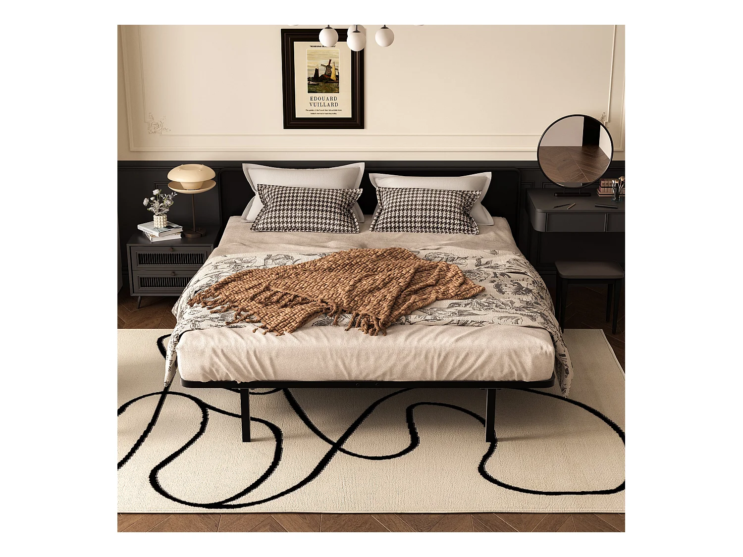 Sommier 140x200 cm, 7 Pieds Durable, Lit avec Sommier à Lattes pour Adulte