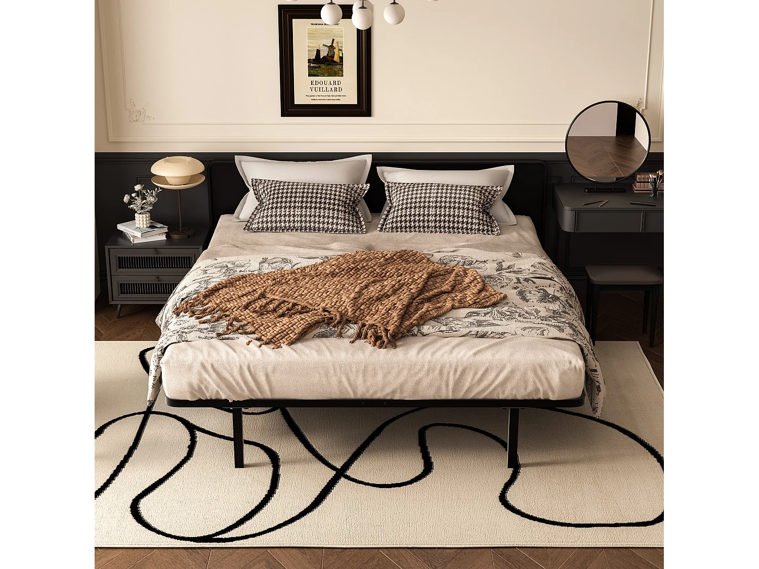 Sommier 140x200 cm, 7 Pieds Durable, Lit avec Sommier à Lattes pour Adulte