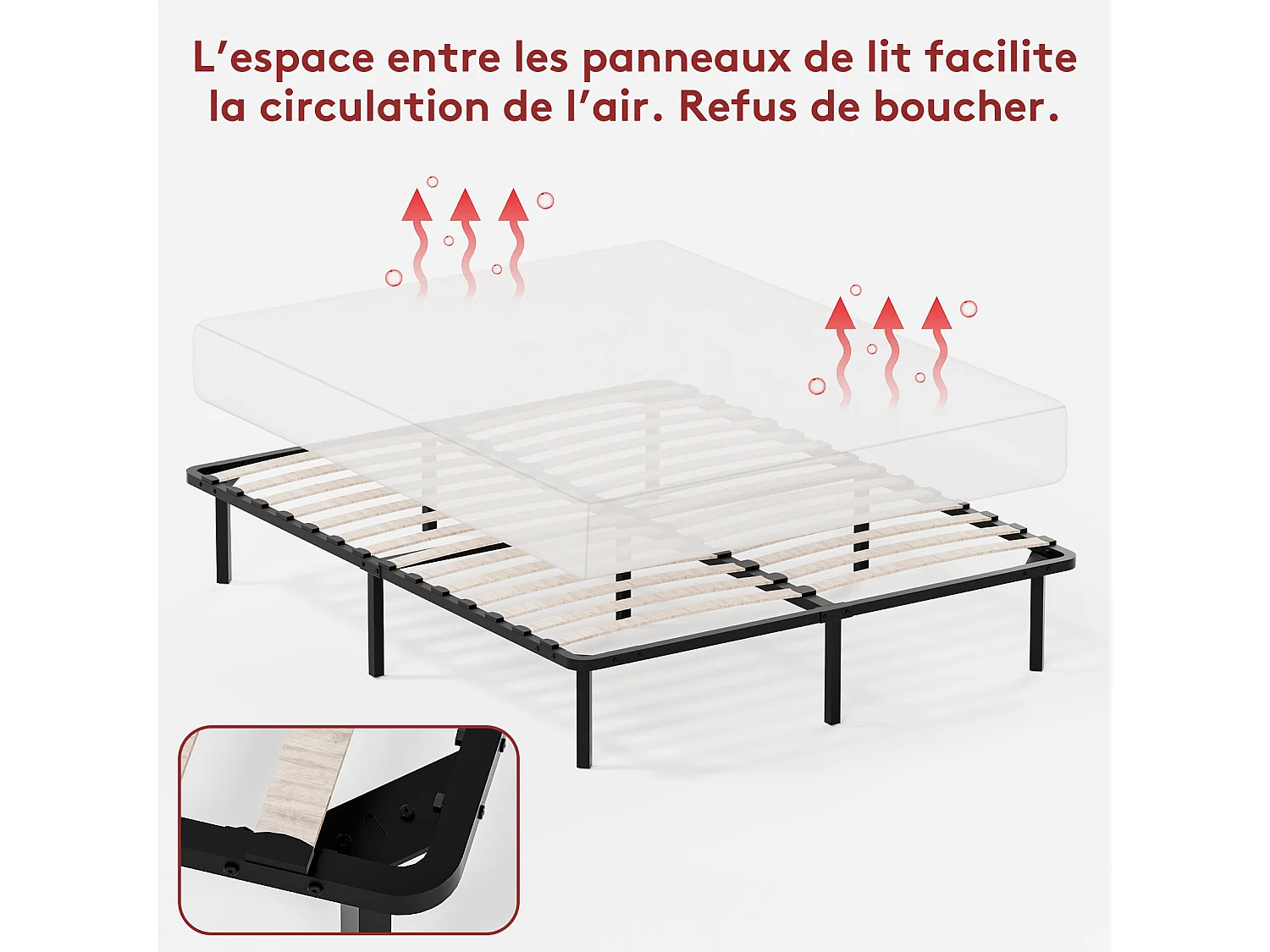 Lattenbodem 140x190, bed 2×14 latten, 9 poten
