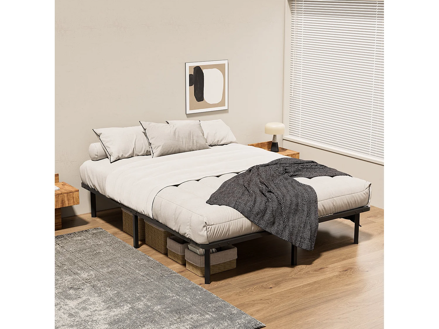 Lattenbodem 140x190, bed 2×14 latten, 9 poten