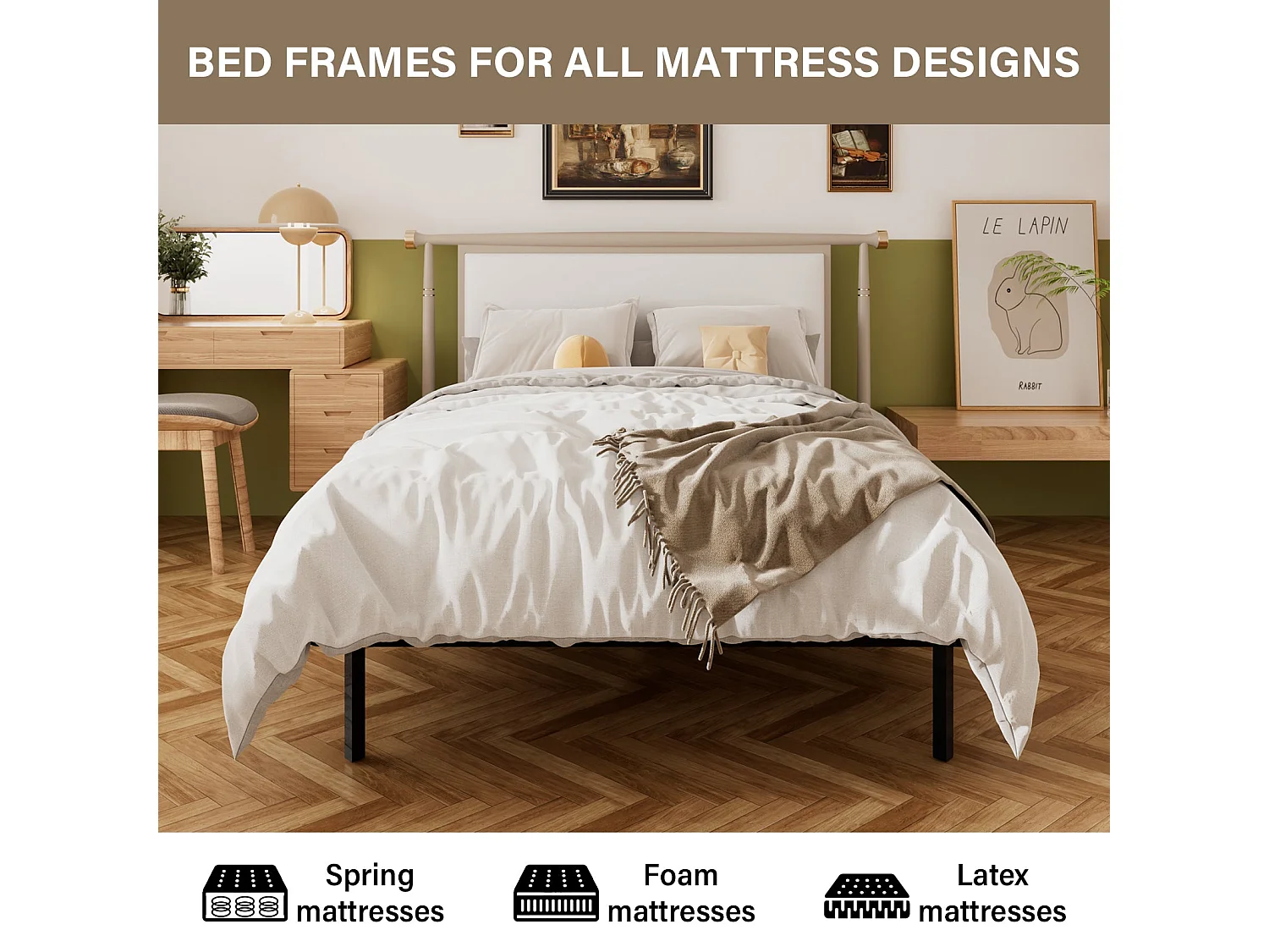 Lattenbodem 140x190, bed 2×14 latten, 9 poten