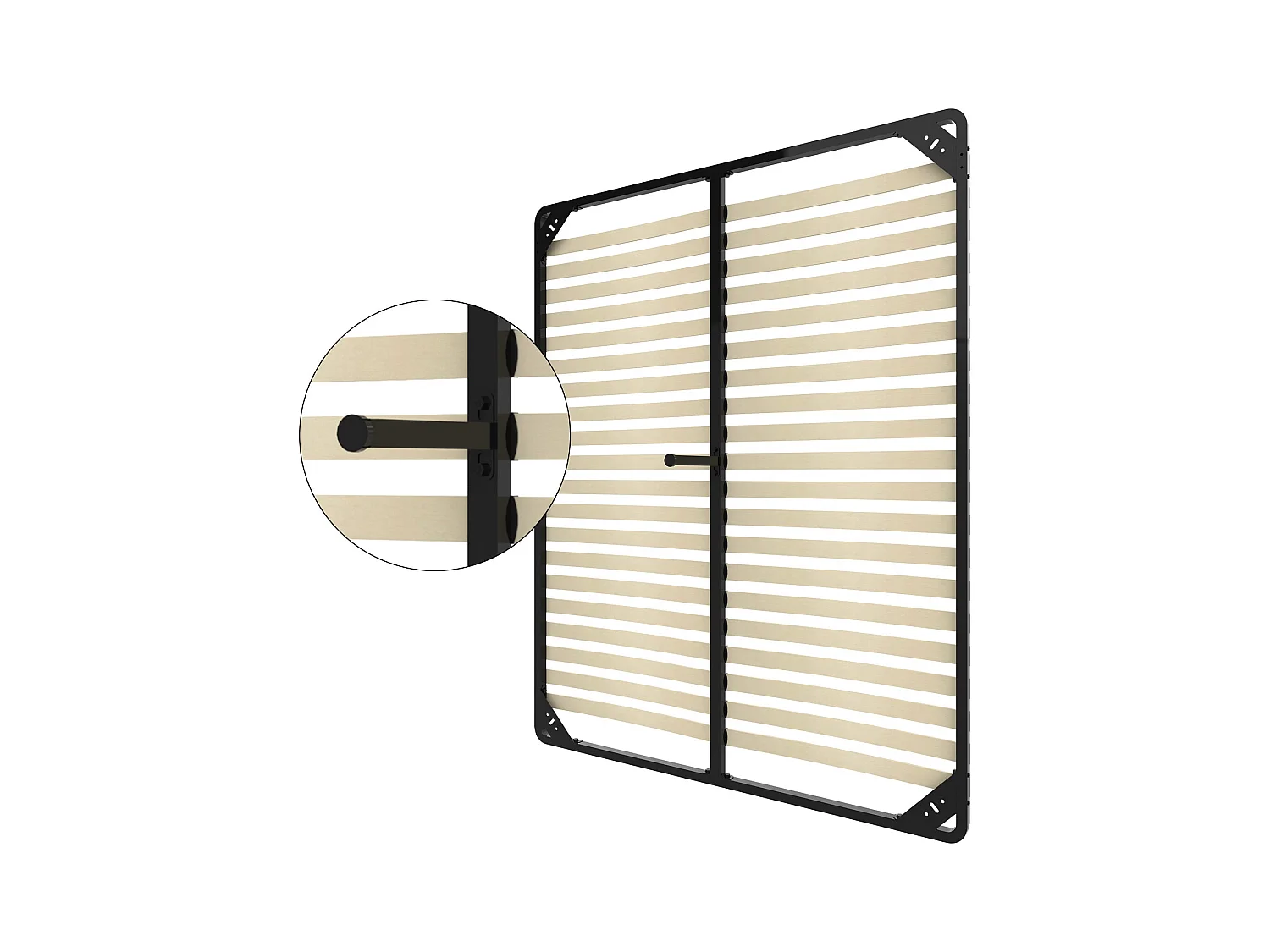 Sommier 160x200cm, 2x20 Lattes, Lit avec Sommier à Lattes