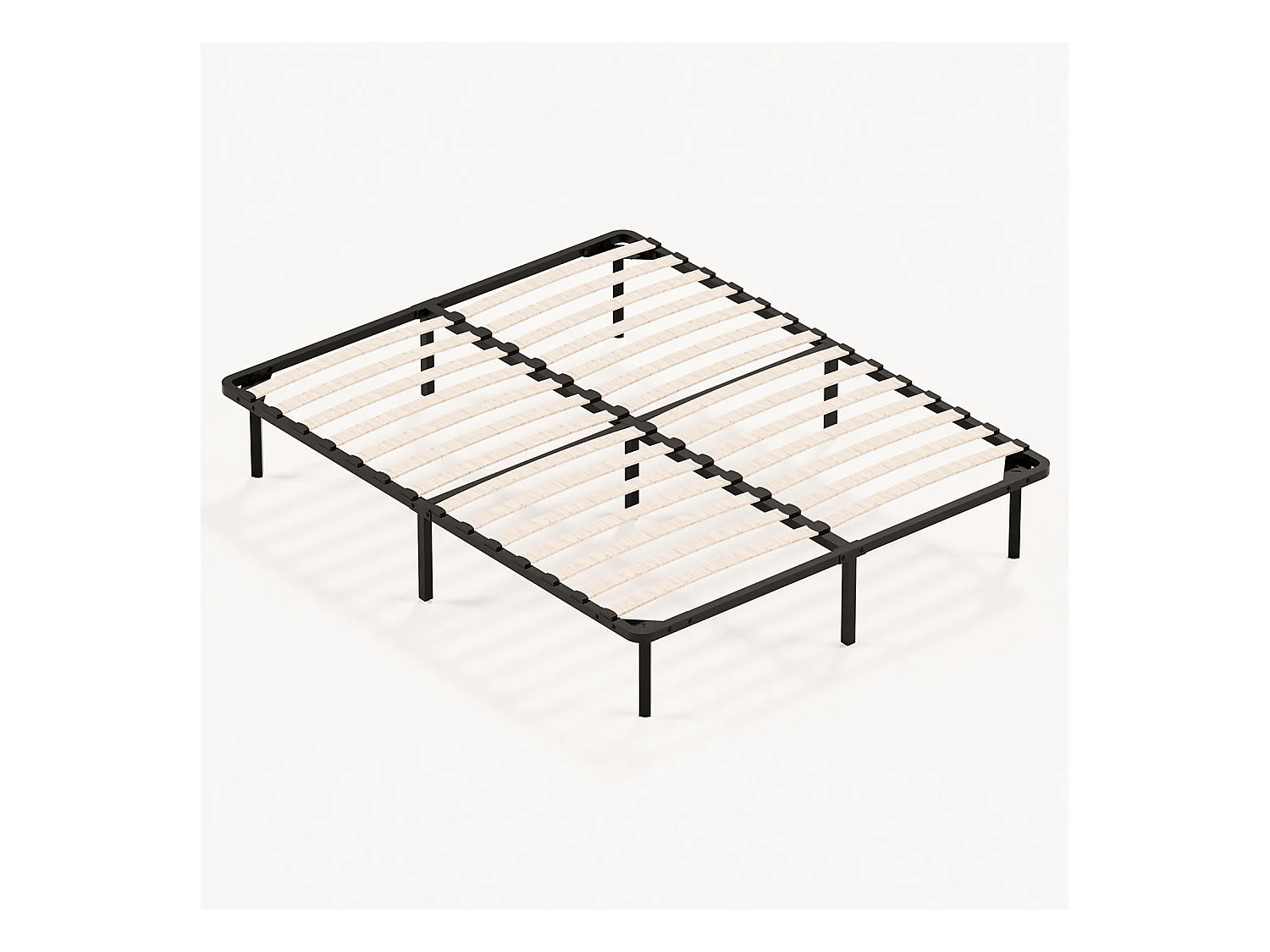 Sommier à Lattes 140x190, 9 Pieds Inclus, Lit 2×14 Lattes