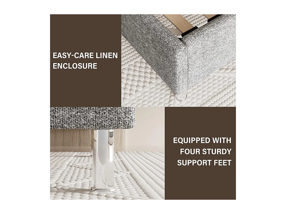 Cadre de lit 160x200cm, Plateforme capitonné 31 cm Sommier,Gris foncé