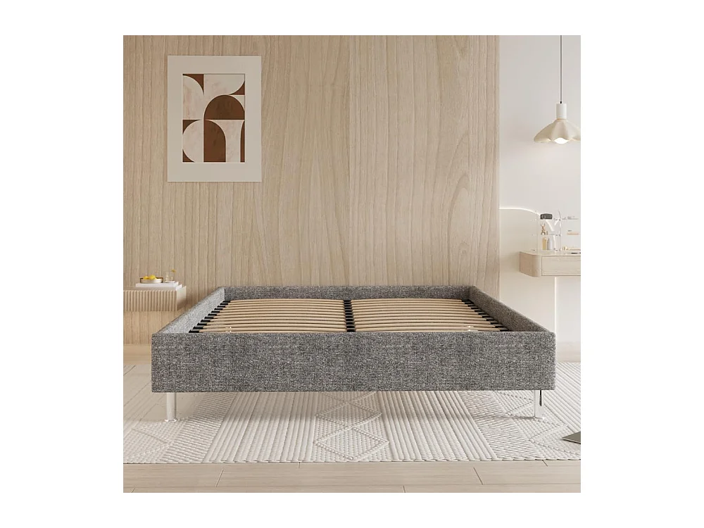 Cadre de lit 160x200cm, Plateforme capitonné 31 cm Sommier,Gris foncé