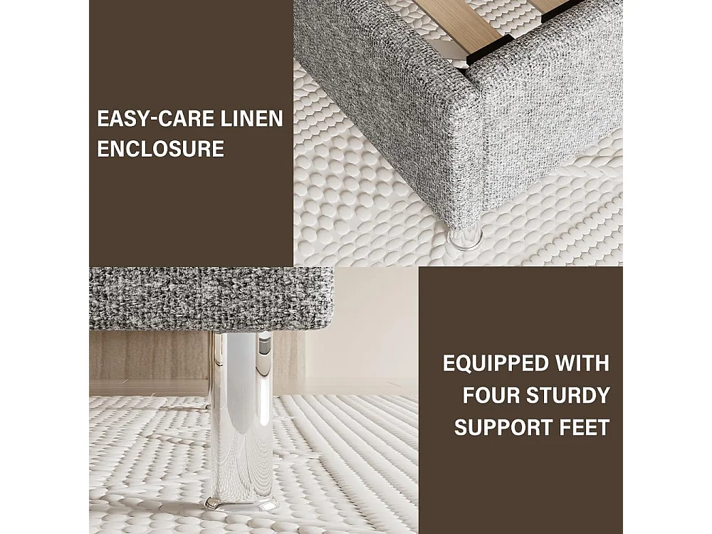 Cadre de lit 160x200cm, Plateforme capitonné 31 cm Sommier,Gris foncé