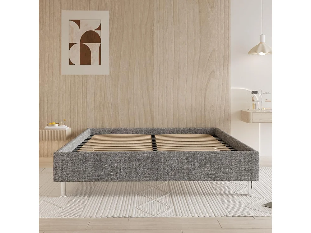 Cadre de lit 160x200cm, Plateforme capitonné 31 cm Sommier,8 Pieds