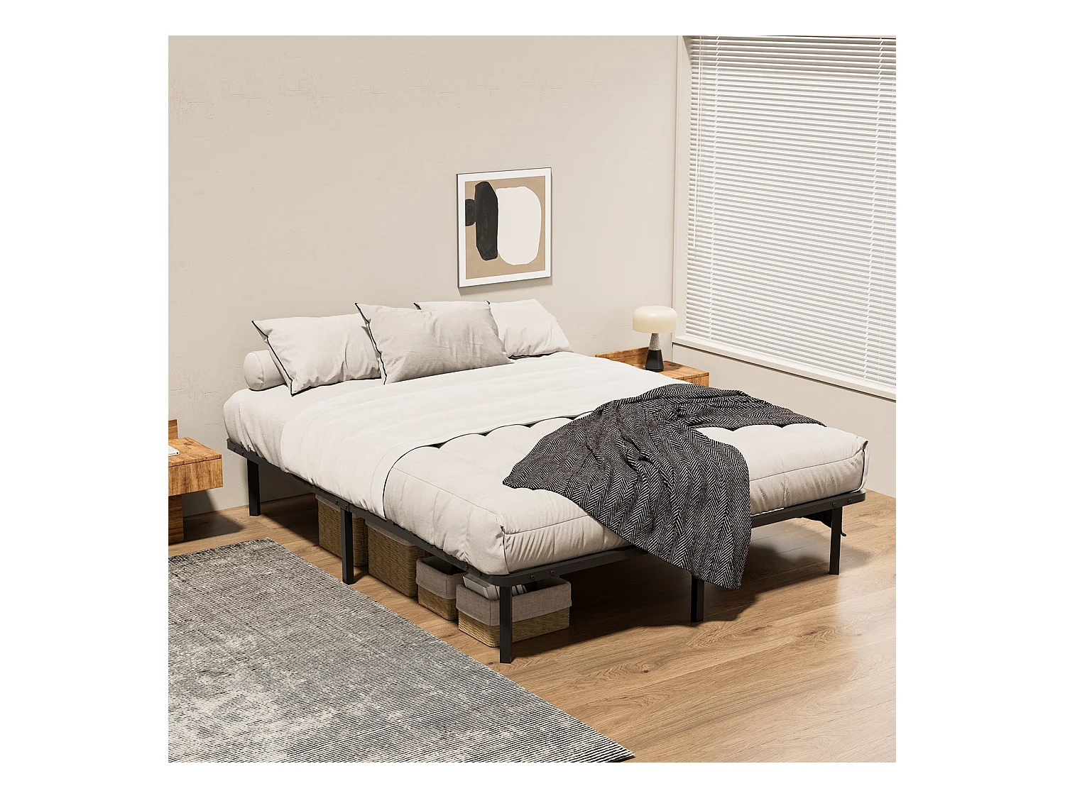 Lattenbodem op poten, bed 2¡Á14 latten, 9 poten inbegrepen, 160x200 cm