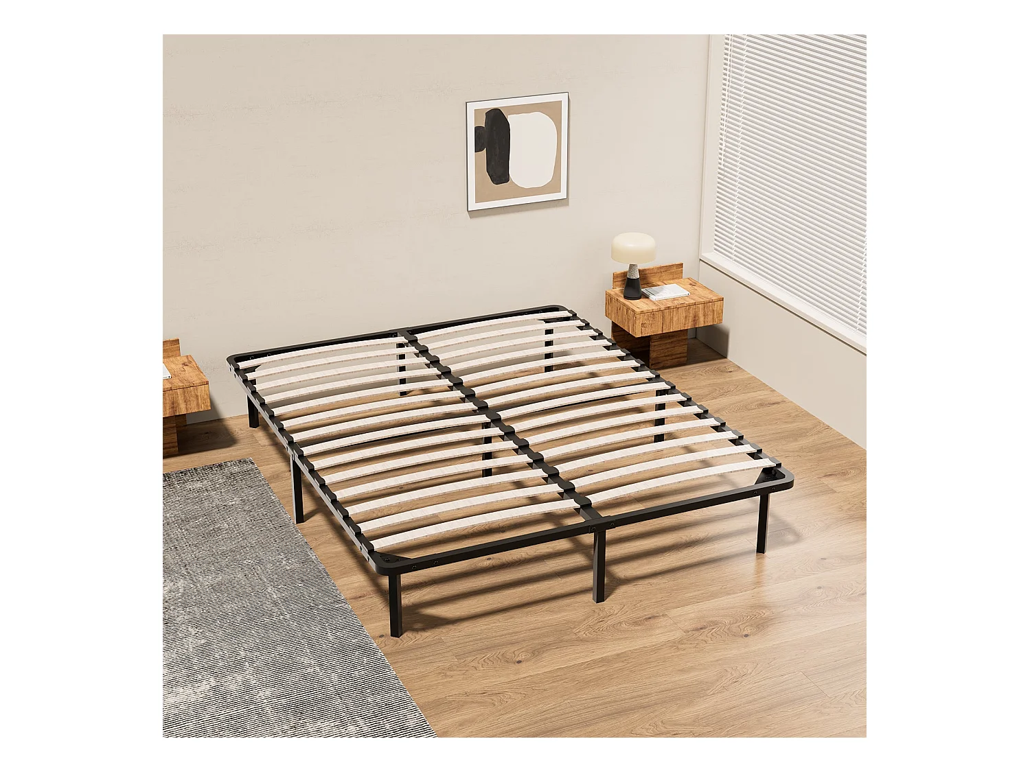 Lattenbodem op poten, bed 2¡Á14 latten, 9 poten inbegrepen, 160x200 cm