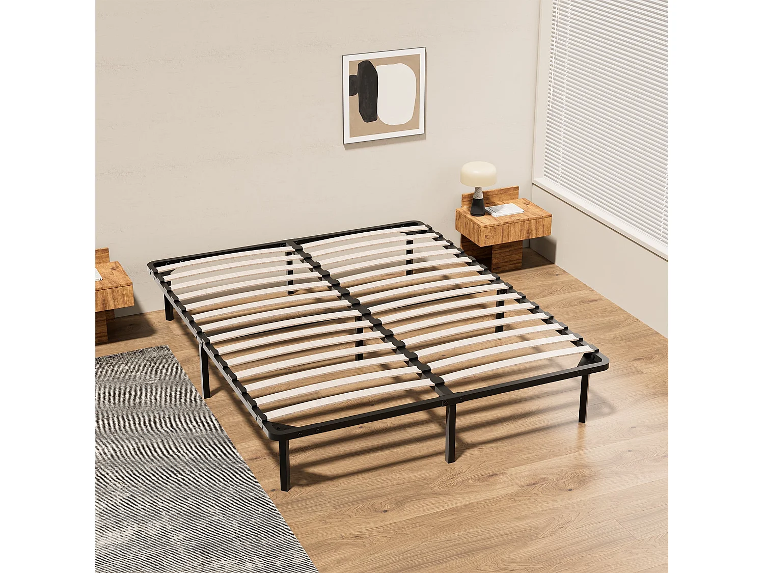Lattenbodem op poten, bed 2×14 latten, 9 poten inbegrepen, 160x200 cm