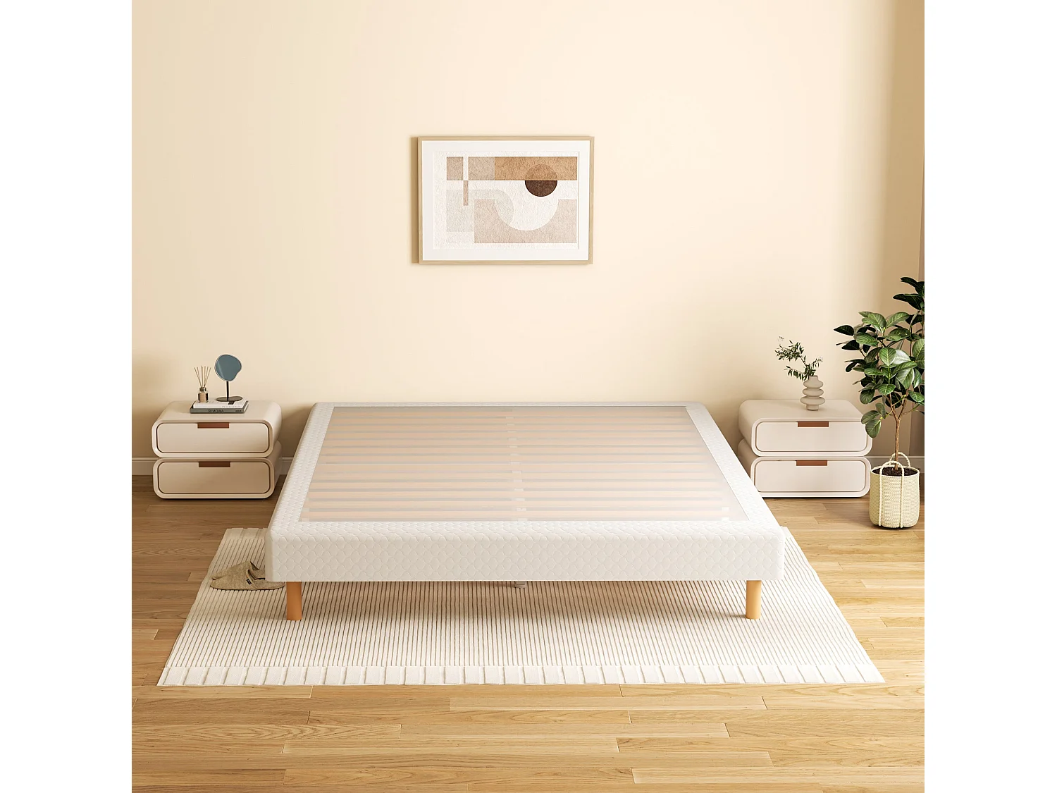 Sommier à Lattes 140x190 cm, 9 pieds, 2x14 lattes
