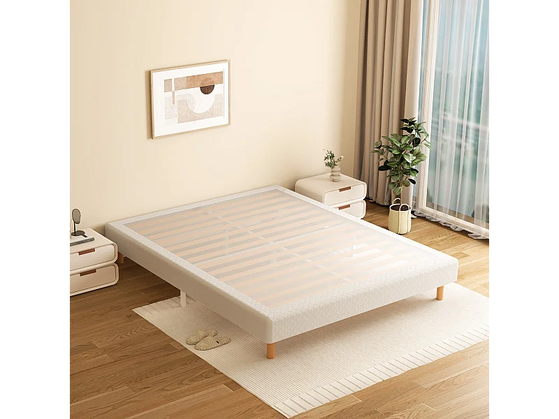 Sommier à lattes 140 x 190 cm, 9 pieds, 2 x 14 lattes, gris